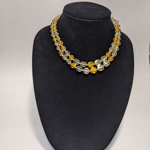 Vintage yellow beaded necklace made in West German